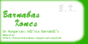 barnabas koncs business card